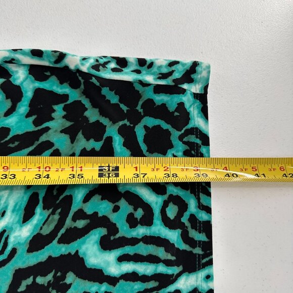 Anne Klein Sleeveless Green Black Animal Print Midi Dress Size 10 Jungle Leopard - Picture 4 of 8